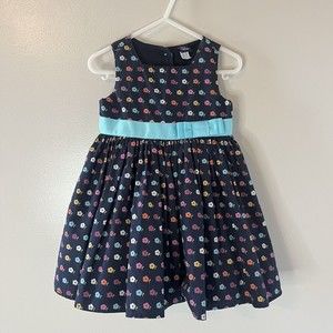 Baby Gap Girls Dress Navy Blue Floral Sleeveless Tulle Lined Size 18-24 …